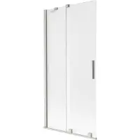 Mexen Velar badwand scherm 2-delig verschuifbaar 95 x 150 cm, matglas, geborsteld nikkel - 896-095-000-31-97