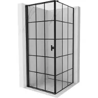 Mexen Mist-B douchecabine scharnierend links 80 x 80 , zwart rooster, zwart - 8A2T-080-080-70-77-L