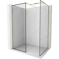 Mexen Kioto douchewand Walk-in 130 x 100 , zwart frame, goud - 800-130-202-50-70-100