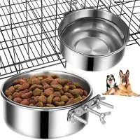 Typecat Hondenvoerbakken Hondenvoerbakken 2-pack, roestvrijstalen voerbak en waterbak voor honden, hangende voerbakken voor kooi, krat en kennel, morsvrij