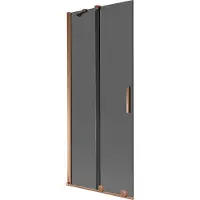 Mexen Velar badwand scherm 2-delig schuifbaar 80 x 150 , grafiet, roze goud - 896-080-000-41-60