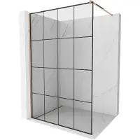 Mexen Kioto douchewand Walk-in 140 x 200 , zwart rooster 8 mm, roze goud - 800-140-101-60-77