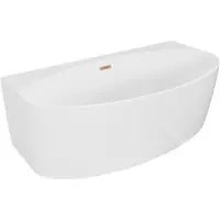 Mexen Bruna vrijstaande muurbad 170 x 88 , wit glans, overloop geborsteld koper - 52731708800-65