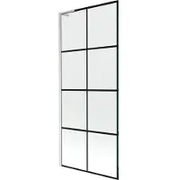 Mexen Next L badwand 1-deurs 80 x 150 , zwart rooster, geborsteld nikkel - 895-080-000-03-77-97
