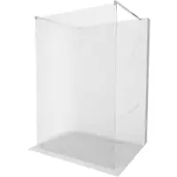 Mexen Kioto vrijstaande douchewand 140 x 200 , strepen 8 mm, geborsteld nikkel - 800-140-002-97-09