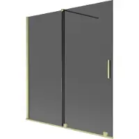 Mexen Velar badwand 2-delig verschuifbaar 150 x 150 , grafiet, goud geborsteld - 896-150-000-41-55