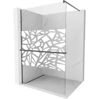 Mexen Kioto+ douchewand met plank Walk-in 80 x 200 , wit patroon, geborsteld gun gray - 800-080-121-66-85