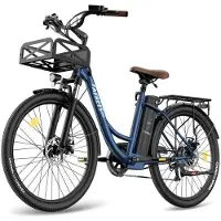 Fafrees F26 Lasting ebike 26 inch, 36V 20.3Ah, 250W 25km/h, Stads E-Bike Bereik 80-200 km, Belastbaarheid 120kg blauw