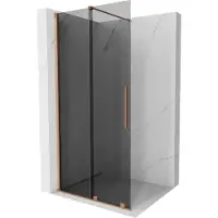 Mexen Velar schuifbare inloopdouchewand 70 x 200 , grafiet 8 mm, geborsteld koper - 871-070-000-43-65