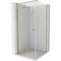 Mexen Mist-F inklapbare douchecabine links 100 x 100 , transparant, goud - 8A6T-100-100-50-00-L