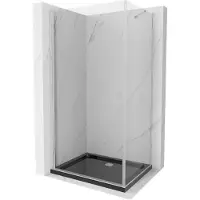 Mexen Pretoria draaideur douchecabine 80 x 90 , transparant, chroom + Flat douchebak, zwart - 852-080-090-01-00-4070