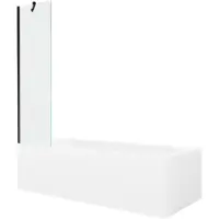 Mexen Vega rechthoekig bad 150 x 70 met ombouw en 1-vleugelig scherm 50 , transparant, zwart - 550115070X9505000070