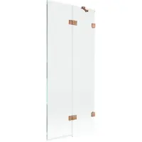 Mexen Lunar badwand 2-vleugelig rechts 80 x 150 , transparant, geborsteld koper - 897-080-100-65-00-P