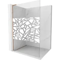 Mexen Kioto L douchewand Walk-in 110 x 200 , wit patroon, geborsteld koper - 800-110-103-65-85