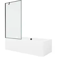 Mexen Cube rechthoekig bad 180 x 80 met ombouw en 1-delige scherm 90 , zwart patroon - 550518080X9509007070