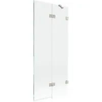 Mexen Lunar badwandparaplu 2-delig rechts 80 x 150 , transparant, geborsteld nikkel - 897-080-100-97-00-P