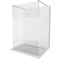 Mexen Kioto vrijstaande douchewand 100 x 200 , transparant/frost 8 mm, geborsteld koper - 800-100-002-65-35
