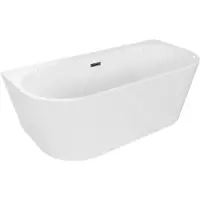 Mexen Oval+ vrijstaande tegen de muur aan liggende badkuip 170 x 80 , wit, zwarte overloop - 52681708000-70