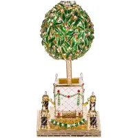 Danila-Souvenirs Faberge-stijl ei juwelendoos juwelenkistje Laurierboom (Sinaasappelboom) met Vogel 16 cm