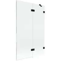 Mexen Lunar badwand 2-delig rechts 110 x 150 , transparant, zwart - 897-110-100-70-00-P