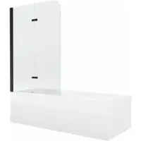 Mexen Vega rechthoekig bad 180 x 80 met ombouw en 2-delig scherm 80 , transparant, zwart - 550118080X9008027000