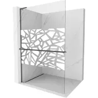 Mexen Kioto+ L douchewand met plank Walk-in 70 x 200 , wit patroon, geweergrijs geborsteld - 800-070-123-66-85