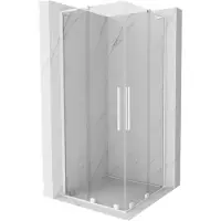 Mexen Velar L Duo douchecabine schuifdeur 100 x 100 , transparant, wit - 871-100-100-02-03-20