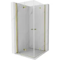 Mexen Mist-F Duo vouwdeur douchecabine 90 x 90 , transparant, goud - 8A6-090L-090P-50-00