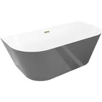 Mexen Oval Slim vrijstaande tegen de muur ligbad 170 x 80 , wit/grijs, gouden overloop - 52661708062-50