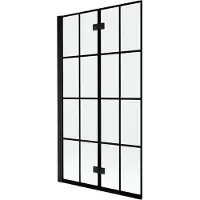 Mexen Mist badscherm 2-delig links 100 x 150 , zwart raster, zwart - 8A9-100-002-70-77-L