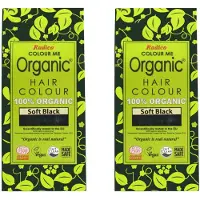 Radico 2 x COLOUR ME ORGANIC Soft Black / Zwart 100% Natuurlijke BIO ORGANIC 9-Kruiden Henna Haarverf Zonder Ammoniak PPD PTD met ECOCERT, HALAL, VEGAN Set 2 200g