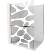 Mexen Kioto+ L douchescherm met plank Walk-in 120 x 200 , witte golf, roze goud - 800-120-123-60-97