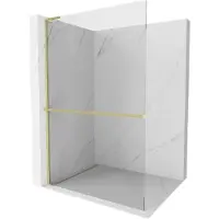 Mexen Kioto+ L douchewand met plank Walk-in 115 x 200 , transparant, goud geborsteld - 800-115-123-55-00