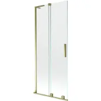 Mexen Velar L badscherm voor badkuip, 2-delige schuifdeur 80 x 150 , transparant, goud - 896-080-003-01-50