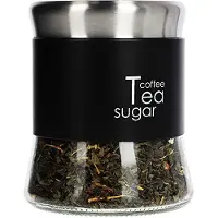 Kadax Glazen container, koffiecontainer, theepot, suikerhouder, vershouddozen, voorraaddozen (750 ml, zwart)