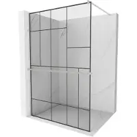 Mexen Kioto+ douchewand met plank Walk-in 100 x 200 , zwart patroon, geborsteld nikkel - 800-100-121-97-78