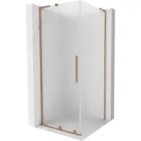 Mexen Velar L douchecabine schuifdeur 90 x 90 , matglas, geborsteld koper - 871-090-090-33-65