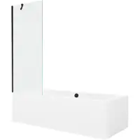 Mexen Cube rechthoekig bad 170 x 80 met ombouw en 1-vleugelig scherm 70 , transparant, zwart - 550517080X9507000070