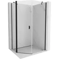Mexen Mist vijfhoekige asyetrische douchecabine scharnierend 80 x 90 , transparant, zwart - 8A8-080-090-70-00