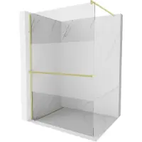 Mexen Kioto+ douchewand met plank Walk-in 80 x 200 , transparant/frost, geborsteld goud - 800-080-121-55-35