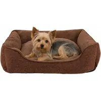 Lionto Hondenbed gemêleerd hondenkussen hondenmand hoes afneembaar, (S) 75x60 cm bruin