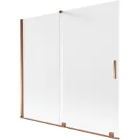 Mexen Velar badwand scherm 2-delige schuifbaar 170 x 150 cm, matglas, roze goud - 896-170-000-31-60