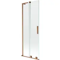 Mexen Velar L badwand 2-delige schuifbaar 75 x 150 , transparant, geborsteld koper - 896-075-003-01-65