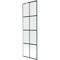 Mexen Next L badwand scherm 1-delig 60 x 150 , zwart raster, chroom - 895-060-000-03-77-01