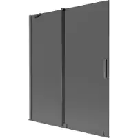 Mexen Velar badwand 2-delig schuifbaar 140 x 150 , grafiet, geborsteld gun gray - 896-140-000-41-66