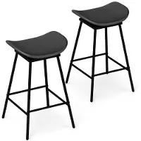 Helloshop26 Barkrukken - - Draaibaar - Zwart kunstleer - Uitzonderlijk comfort - Set van 2