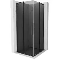Mexen Velar L Duo douchecabine schuifdeur 90 x 90 , grafiet, geborsteld geweergrijs - 871-090-090-02-43-66