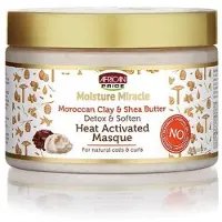 African Pride Moisture Miracle Moroccan Red Clay & Shea Butter Detox & Soften Heat Activated Masque 340gr