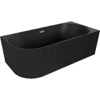 Mexen Gia vrijstaande hoekbad geribbeld rechts 150 x 75 , zwarte mat, overloop roségoud - 52701507571P-60