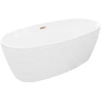 Mexen Lira vrijstaande badkuip patroon 170 x 80 , wit, overloop geborsteld koper - 52831708000-65